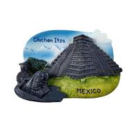 Imán para nevera México Chichén Itzá Maya - Pirámide Kukulcan y Chacmool - Imán 3D Souvenir - Decoración magnética de colección - Idea regalo viaje colección H22
