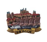 Imán para nevera República Checa Praga - Puente de Carlos y Castillo de Praga - Imán 3D Souvenir - Decoración magnética de colección - Idea regalo viaje colección L71