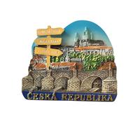 Imán para nevera República Checa Praga - Puente de Carlos y Castillo - Imán 3D Souvenir - Decoración magnética de colección - Idea regalo viaje colección L368