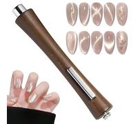 Imán para uñas 3 en 1, multifuncional, con forma de ojo de gato, para esmalte de uñas en gel, con cubierta protectora de madera, potente imán de doble cabezal, tira larga, herramientas para decoració