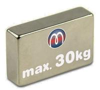 Imán rectangular Bloque magnético 40 x 30 x 10mm Neodimio N42 (NdFeB) niquelado - Fuerza de sujeción 30 kg - Imanes permanentes potentes de Tierras Raras para la industria y el hogar