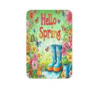 Imán rectangular para nevera, nevera, pizarra blanca, taquilla, oficina y coche, diseño de Hello Spring Flower and Umbrella Garden