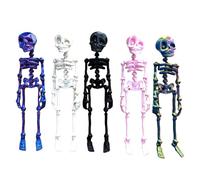 Imanes 3D Skull Magnet Stickers, Articulated Halloween Figures, 18 cm, Movable Joint Decoration 5 piezas, White, for Gabinete Locker Fridge Home Display Great Decor Options