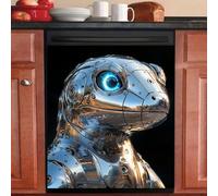 Imanes Adhesivos Animal Azul Plata Cubierta Magnética para Lavavajillas Iman Adhesivo electrodomésticos Calcomanía Magnética para Lavadora Decoración Imanes Nevera 58.5x65 cm /3pcs