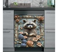 Imanes Adhesivos Animal Gris Retro Cubierta Magnética para Lavavajillas Iman Adhesivo electrodomésticos Calcomanía Magnética para Lavadora Decoración Imanes Nevera 58.5x65 cm /4pcs