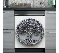 Imanes Adhesivos Árbol Gris Plata Cubierta Magnética para Lavavajillas Iman Adhesivo electrodomésticos Calcomanía Magnética para Lavadora Decoración Imanes Nevera 58.5x65 cm /3pcs