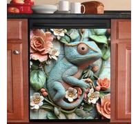 Imanes Adhesivos Camaleón Azul Y Verde Cubierta Magnética para Lavavajillas Iman Adhesivo electrodomésticos Calcomanía Magnética para Lavadora Decoración Imanes Nevera 58.5x65 cm /4pcs