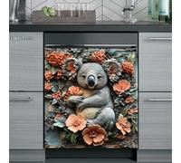 Imanes Adhesivos Flor De Koala Gris Cubierta Magnética para Lavavajillas Iman Adhesivo electrodomésticos Calcomanía Magnética para Lavadora Decoración Imanes Nevera 58x43 cm /3pcs