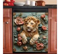 Imanes Adhesivos Flor De León Amarillo Cubierta Magnética para Lavavajillas Iman Adhesivo electrodomésticos Calcomanía Magnética para Lavadora Decoración Imanes Nevera 58x43 cm /2pcs