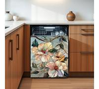 Imanes Adhesivos Flor Rosa Beige Cubierta Magnética para Lavavajillas Iman Adhesivo electrodomésticos Calcomanía Magnética para Lavadora Decoración Imanes Nevera 58.5x65 cm /2pcs