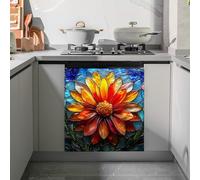 Imanes Adhesivos Flores Amarillas Naranjas Cubierta Magnética para Lavavajillas Iman Adhesivo electrodomésticos Calcomanía Magnética para Lavadora Decoración Imanes Nevera 58.5x65 cm /1pcs