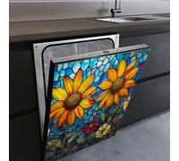 Imanes Adhesivos Girasoles Amarillos Azules Cubierta Magnética para Lavavajillas Iman Adhesivo electrodomésticos Calcomanía Magnética para Lavadora Decoración Imanes Nevera 58.5x65 cm /3pcs