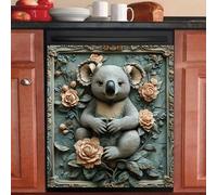 Imanes Adhesivos Koala Verde Retro Cubierta Magnética para Lavavajillas Iman Adhesivo electrodomésticos Calcomanía Magnética para Lavadora Decoración Imanes Nevera 58x43 cm /4pcs