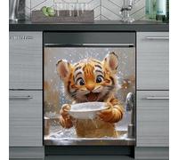 Imanes Adhesivos Lindo Tigre Naranja Cubierta Magnética para Lavavajillas Iman Adhesivo electrodomésticos Calcomanía Magnética para Lavadora Decoración Imanes Nevera 58x43 cm /4pcs