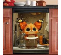 Imanes Adhesivos Lindos Animales Naranja Cubierta Magnética para Lavavajillas Iman Adhesivo electrodomésticos Calcomanía Magnética para Lavadora Decoración Imanes Nevera 58x43 cm /4pcs