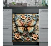 Imanes Adhesivos Mariposa Azul Naranja Cubierta Magnética para Lavavajillas Iman Adhesivo electrodomésticos Calcomanía Magnética para Lavadora Decoración Imanes Nevera 58x43 cm /4pcs