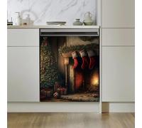 Imanes Adhesivos Navidad Marrón Chimenea Cubierta Magnética para Lavavajillas Iman Adhesivo electrodomésticos Calcomanía Magnética para Lavadora Decoración Imanes Nevera 58.5x65 cm /1pcs