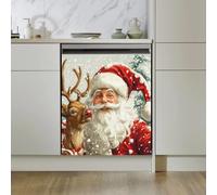 Imanes Adhesivos Papá Noel Rojo Cubierta Magnética para Lavavajillas Iman Adhesivo electrodomésticos Calcomanía Magnética para Lavadora Decoración Imanes Nevera 58.5x65 cm /1pcs