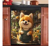 Imanes Adhesivos Perro Planta Amarilla Cubierta Magnética para Lavavajillas Iman Adhesivo electrodomésticos Calcomanía Magnética para Lavadora Decoración Imanes Nevera 58.5x65 cm /2pcs