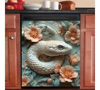 Imanes Adhesivos Serpiente Verde Naranja Cubierta Magnética para Lavavajillas Iman Adhesivo electrodomésticos Calcomanía Magnética para Lavadora Decoración Imanes Nevera 58.5x65 cm /3pcs