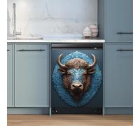 Imanes Adhesivos Vaca Marrón Azul Cubierta Magnética para Lavavajillas Iman Adhesivo electrodomésticos Calcomanía Magnética para Lavadora Decoración Imanes Nevera 58.5x65 cm /2pcs