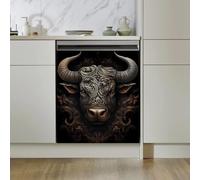 Imanes Adhesivos Vaca Marrón Negro Cubierta Magnética para Lavavajillas Iman Adhesivo electrodomésticos Calcomanía Magnética para Lavadora Decoración Imanes Nevera 58.5x65 cm /1pcs