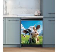 Imanes Adhesivos Vaca Verde Azul Cubierta Magnética para Lavavajillas Iman Adhesivo electrodomésticos Calcomanía Magnética para Lavadora Decoración Imanes Nevera 58.5x65 cm /1pcs