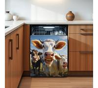 Imanes Adhesivos Vacas Azules Amarillas Cubierta Magnética para Lavavajillas Iman Adhesivo electrodomésticos Calcomanía Magnética para Lavadora Decoración Imanes Nevera 58.5x65 cm /1pcs