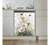 Imanes Adhesivos Verde Elegante Floral Cubierta Magnética para Lavavajillas Iman Adhesivo electrodomésticos Calcomanía Magnética para Lavadora Decoración Imanes Nevera 58.5x65 cm /1pcs
