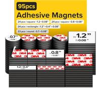 Imanes Adhesivos y Potentes (2 cm x2 cm) - Imán Flexible, Cuadrado y redondo - Imanes Fuertes y Pequeños - Etiquetas y Hojas Magnéticas - 95 UDS