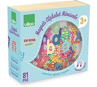 Imanes Alfabeto Minúscula 81 Piezas de Madera para Niños Juego Educativo