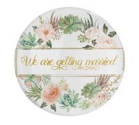 Imanes de cristal fuertes para nevera, diseño de guirnalda con texto en inglés "We Are Getting Married", hojas verdes, imanes de pizarra blanca para fotos, cubículo, imanes de nevera, decoración