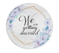 Imanes de cristal para nevera, diseño de corona floral con texto en inglés "We Are Getting Married", imanes de oficina, regalos para él y ella, 2 unidades