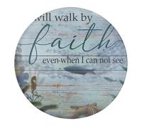 Imanes de cristal para nevera, diseño náutico, playa, océano, con texto en inglés "I Will Walk by Faith, bajo el mar, pulpo, cangrejo, pez, novedad, imanes de oficina, escuela, día de la madre/padre