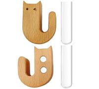 Imanes de gato | Jarrones de tubo de ensayo para flores, jarrón decorativo de madera con tubo de vidrio para niños, mujeres, adultos, plantas de amor, hogar, cocina