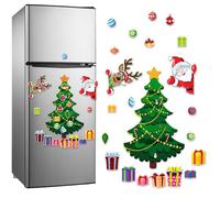 Imanes de Navidad para nevera, árbol de Navidad, decoración de Navidad, calcomanía magnética temática navideña, calcomanías de Papá Noel para nevera, garaje, puerta de metal, decoración de vacaciones