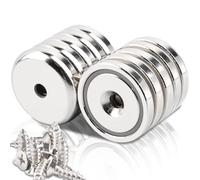 Imanes de neodimio de 32 mm, extrafuertes, 40 kg, imanes con orificio, 10 unidades, tornillos magnéticos, grandes, redondos, para atornillar para pizarras magnéticas, herramientas de cocina, llaves y