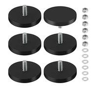 Imanes de Neodimio Engomados, Imanes Redondos de Goma, Ø 43 mm con Rosca Exterior M6, 10 kg de Fuerza de Sujeción, Imán Plano para Tornillos, Ojal o Ganchos (6 piezas)