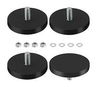 Imanes de Neodimio Engomados, Imanes Redondos de Goma, Ø 43 mm con Rosca Exterior M6, 10 kg de Fuerza de Sujeción, Imán Plano para Tornillos, Ojal o Ganchos (4 piezas)