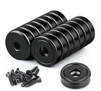 Imanes de neodimio extrafuertes con orificio, 15 unidades, 10 kg, 20 mm, para atornillar, extrafuertes, con tornillos, para accesorios de taller