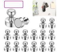 Imanes de Neodimio, Imanes Neodimio Potentes, 16 Piezas Imanes Pequeños, Imanes Fuertes, Potentes Pequeños Chinchetas Magnéticas, para Cocina, Frigorífico, Oficina, Pizarra Blanca,12X16mm