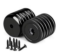 Imanes de neodimio superfuertes de 36 mm en negro, imanes fuertes con base redonda y agujeros, 12 piezas de imanes de tierras raras tipo pot con agujeros avellanados y tornillo para manualidades de