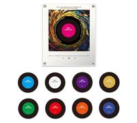 Imanes de nevera de música retro con juego de reproductor, 10 imanes de nevera de disco de vinilo vintage, reproductor de música programable de 128 MB habilitado para NFC, regalos musicales estéticos