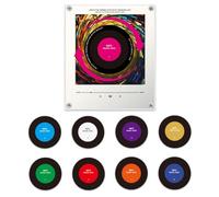 Imanes de nevera de música retro con juego de reproductor, 10 imanes de nevera de disco de vinilo vintage, reproductor de música programable de 128 MB habilitado para NFC, regalos musicales estéticos