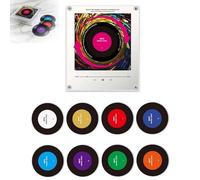 Imanes de nevera de música retro con juego de reproductor, 9 imanes de nevera de disco de vinilo vintage, reproductor de música programable NFC de 128 MB, regalos musicales estéticos únicos para