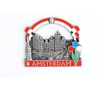 Imanes de nevera decorativos, fabricados con metal, diseños de Venecia, París, Roma, Praga, Ámsterdam, Barcelona, Dubai y Tailandia, ideales como regalo de recuerdo, metal, Silver Amsterdam