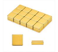 Imanes fuertes 6 x 5 x 1,8 mm, 20 unidades, imanes de neodimio para pizarra magnética, color dorado, extrafuertes, mini imanes de nevera, magnéticos para manualidades y uso versátil