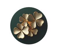 Imanes magnéticos redondos de trébol dorado pulido de cuatro hojas en verde oscuro para cocina, duraderos con magnetismo duradero