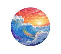 Imanes magnéticos redondos para nevera con diseño de olas del océano arcoíris para cocina, duraderos con magnetismo duradero