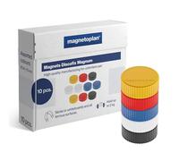 imanes magnetoplan Discofix Magnum, 10 piezas, imanes con tapa de plástico en 5 colores fuertes, redondos, con superficie magnética con recubrimiento especial